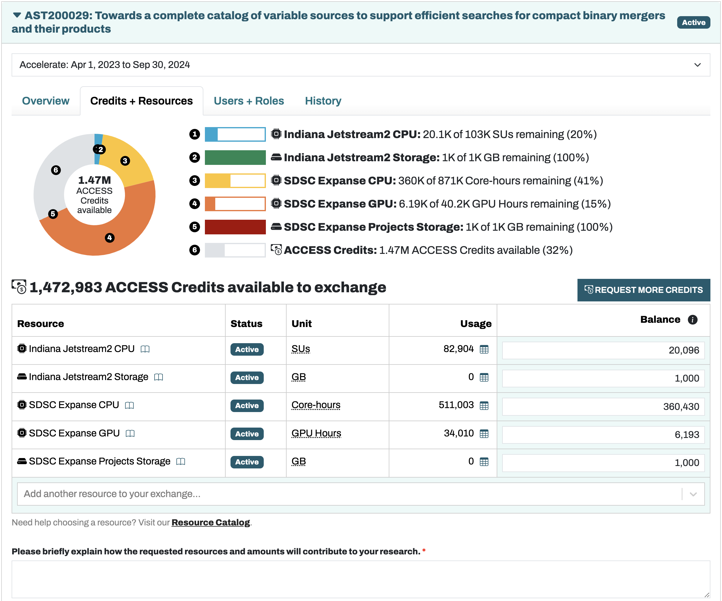 ACCESS Allocation UI